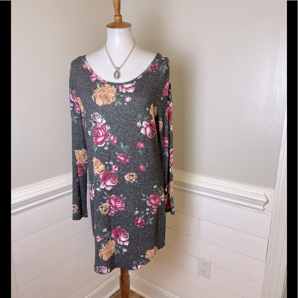 No Boundaries Floral Heathered Knit Dress XXL (19) Jr. FREE SHIP